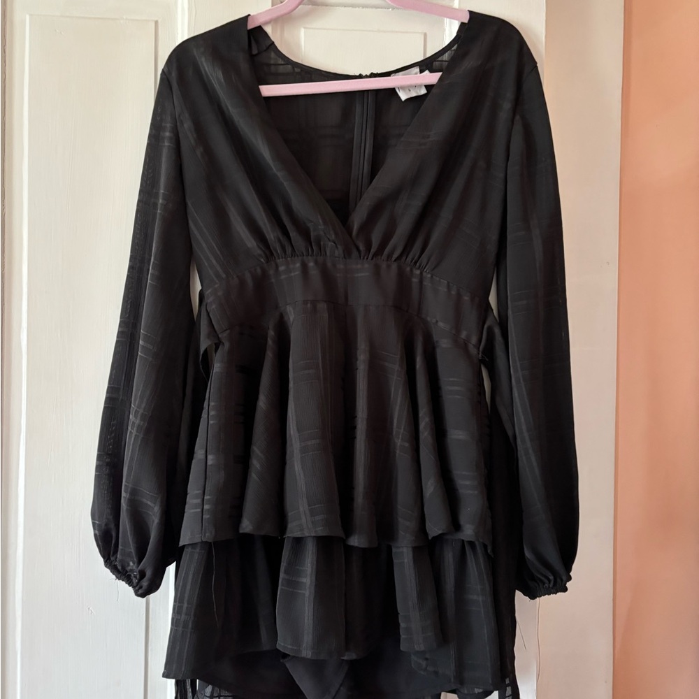 Elegant Black Long Sleeve Romper
